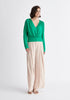Paisie Draped Wrap Jersey Top in Green